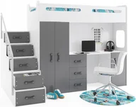 Łóżka dla dzieci i młodzieży - Łóżko piętrowe +Szafa Max 4 200x80 z biurkiem - miniaturka - grafika 1