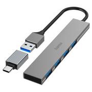 Huby USB - Hub HAMA Premium USB 3.2 + Adapter USB-C 4x USB-A Ultra slim 5Gbit/s - miniaturka - grafika 1