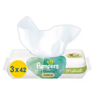 PAMPERS PROCTER & GAMBLE Harmonie Coco chusteczki nawilżane 3 x 42 szt 0% plastic - Chusteczki nawilżane - miniaturka - grafika 1