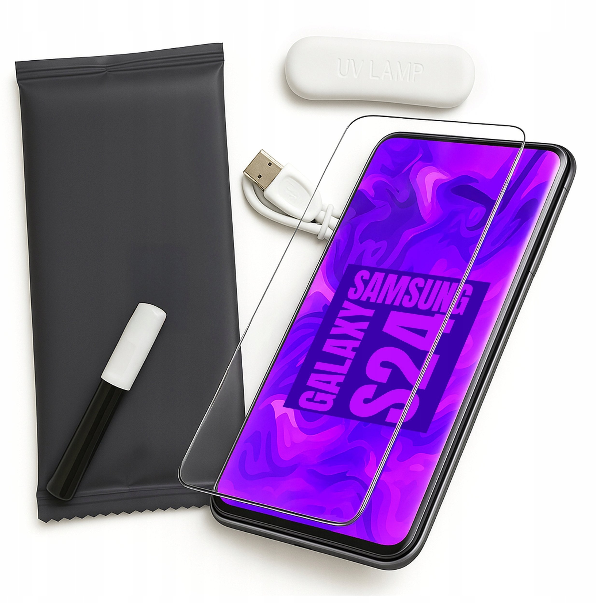 Szkło Hartowane UV do Samsung Galaxy S24 LED, Liquid, Ochronne, Pełne, 5D