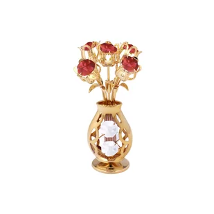 Crystocraft, Miniaturka-Figurka Pozłacana Swarovski - Wazon Z Różami - Figurki dekoracyjne - miniaturka - grafika 1