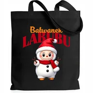 Torby i wózki na zakupy - Torba EKO Czarna Shopper BAŁWANEK Prezent Na Święta Mikołajki Wzory - miniaturka - grafika 1
