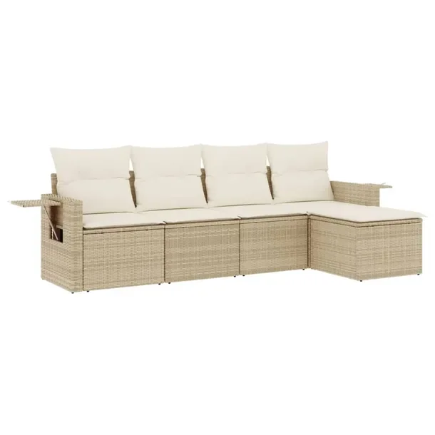 Zestaw mebli ogrodowych modułowych beżowy rattan PE, wymiary 55 x 62 x 69