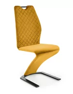 Krzesła - Krzesło tapicerowane musztardowe velvet K442 na metalowej podstawie - miniaturka - grafika 1