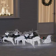 Ozdoby bożonarodzeniowe - vidaXL LED Renifery 5 pcs Srebrny tkanina - miniaturka - grafika 1