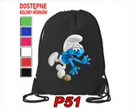 Torby szkolne - WOREK SZKOLNY NA WF BUTY SPORTOWY DLA DZIECKA SMERFY 5 WZORÓW + IMIĘ - miniaturka - grafika 1