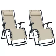 Fotele i krzesła ogrodowe - vidaXL Składane krzesła tarasowe 2 szt. kremowe tworzywo textilene 312464 - miniaturka - grafika 1
