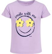 Bluzki dla dziewczynek - T-shirt z krótkim rękawem dla dziewczynki, z uśmiechem, fioletowy 9-13 lat - miniaturka - grafika 1