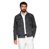 Kurtki męskie - Męska kurtka jeansowa katana z washem - czarna V3 OM-JADJ-0219 rozmiar XL - miniaturka - grafika 1