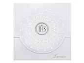 Kartki okolicznościowe i zaproszenia - zaproszenie na komunię, biały ornament - miniaturka - grafika 1