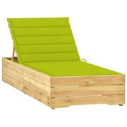 Leżaki ogrodowe - vidaXL Lumarko Leżak z jasnozieloną poduszką, impregnowane drewno sosnowe! 3065920 - miniaturka - grafika 1