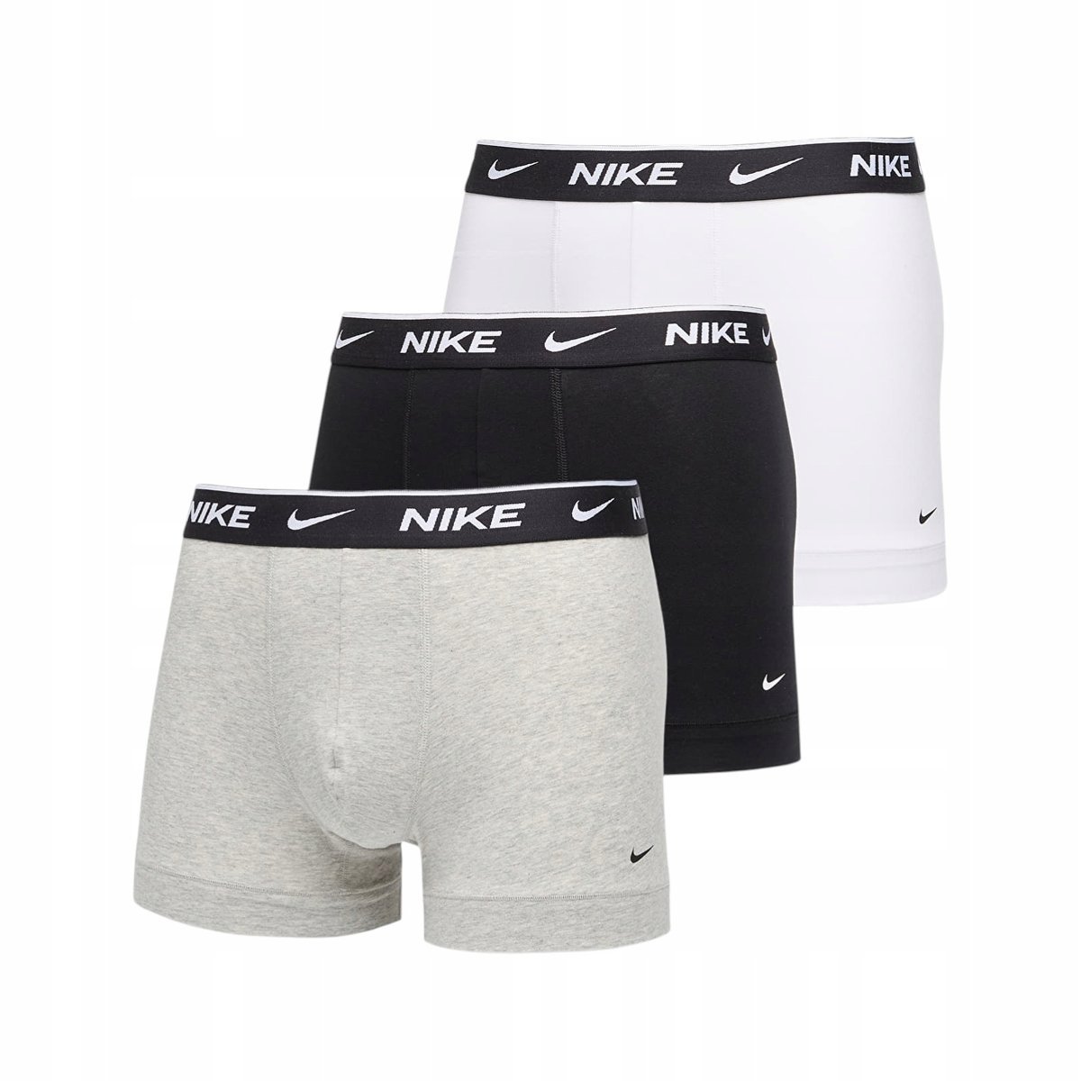 NIKE BOKSERKI MĘSKIE MAJTKI COTTON STRETCH TRUNK 3P CZARNE/SZARE/BIAŁE r.M