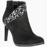 Botki damskie - Botki Damskie Skórzane Buty Na Obcasie Ocieplane Zimowe Czarne Darex B267/1 Czarny 39 - miniaturka - grafika 1