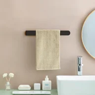 Wieszaki łazienkowe - Wieszak na ręczniki łazienkowe bez dziurkowania, stal nierdzewna, wodoodporny i nierdzewny, łatwy w montażu, 37 cm, czarny - miniaturka - grafika 1