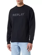 Bluzy męskie - Replay Bluza męska M6266, 098 czarna, S - miniaturka - grafika 1