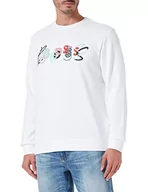 Bluzy męskie - BOSS Męska bluza Welogocrew, biała 100, XXL - miniaturka - grafika 1