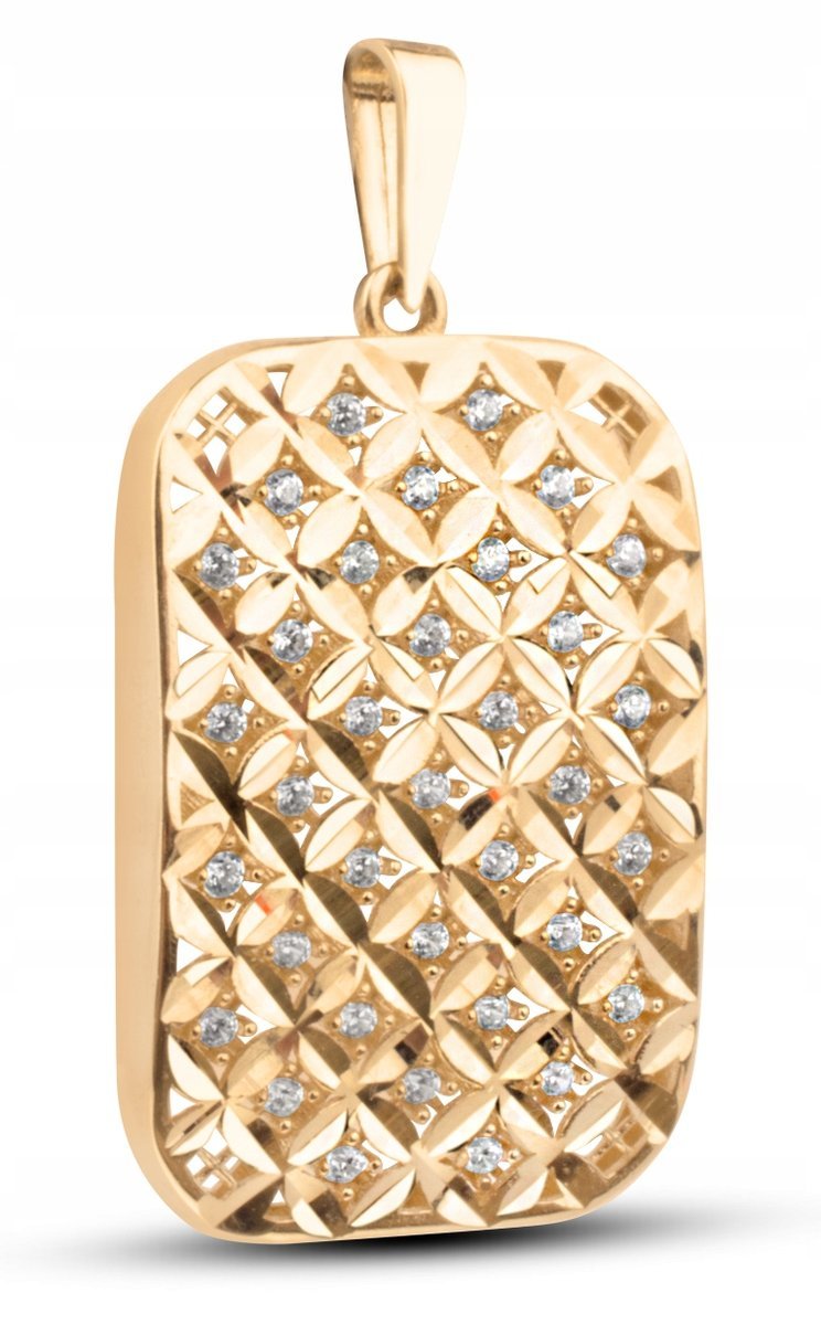 ZŁOTA ELEGANCKA DIAMENTOWANA ZAWIESZKA Z BIAŁYMI CYRKONIAMI 585 14KT