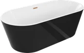 Wanny - Mexen Luna wanna wolnostojąca 150 x 75 cm, biała/czarna, przelew miedź szczotkowana - 52031507575-65 - miniaturka - grafika 1