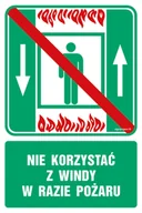 Systemy ekspozycyjne i znaki informacyjne - AC028 NIE KORZYSTAĆ Z WINDY W RAZIE POŻARU, KS - FOLIA PODŁOGOWA FOTOLUMINESCENCYJNA; (700X1050MM) - miniaturka - grafika 1