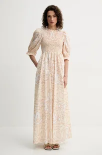 Silvian Heach sukienka bawełniana TAABO kolor beżowy maxi rozkloszowana CVP25033VE - Sukienki - miniaturka - grafika 1