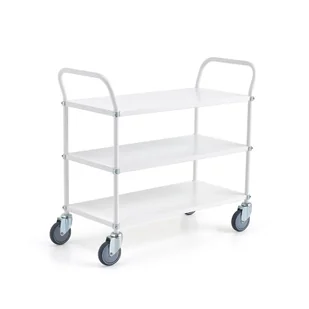 Wózek półkowy TRANSIT, 3 półki, 900x440 mm, biały - Wózki magazynowe - miniaturka - grafika 1