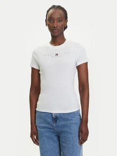 Tommy Jeans T-Shirt Linear DW0DW21422 Écru Slim Fit - Koszulki i topy damskie - miniaturka - grafika 1
