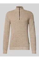 Bluzy męskie - Bluza o kroju slim fit z kołnierzem i zamkiem błyskawicznym model Mouline - camel active - miniaturka - grafika 1