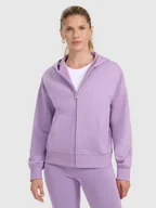 Bluzy damskie - 4F Bluza dresowa rozpinana z kapturem damska - fioletowa M - miniaturka - grafika 1