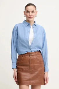 Pepe Jeans koszula lniana CHIPPER damska kolor niebieski relaxed z kołnierzykiem klasycznym PL304993 - Koszule damskie - miniaturka - grafika 1