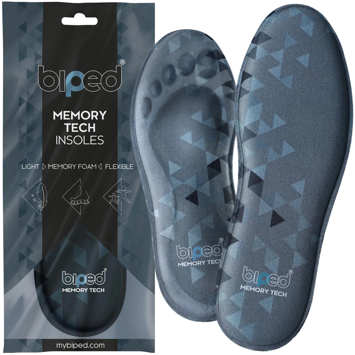 biped MEMORY TECH Wkładki z pianki memory – Miękkie i premium wkładki dla kobiet i mężczyzn – Do butów, trampek i botków – Na co dzień i do sportu z..