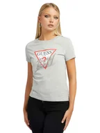 Koszulki i topy damskie - Guess Koszulka Damska T-Shirt Ss Cn Icon Tee Szara W2Bi12I3Z13 Lmgy Xs - miniaturka - grafika 1