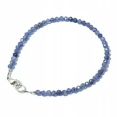 Bransoletki - Bransoletka naturalny TANZANIT fasetowany 3mm zapięcie 18cm, bez marki, AG00000682 - miniaturka - grafika 1