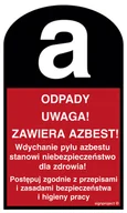 Systemy ekspozycyjne i znaki informacyjne - LC004 UWAGA! ZAWIERA AZBEST - ARKUSZ 6 NAKLEJEK, FN - FOLIA SAMOPRZYLEPNA; (60X100MM) - miniaturka - grafika 1