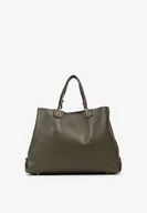 Torebki damskie - Ciemnozielona Dwukomorowa Torebka Typu Shopper Ozdobiona Metalicznymi Aplikacjami Adorrive - miniaturka - grafika 1