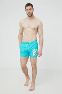 Kąpielówki męskie - Karl Lagerfeld Karl Lagerfeld szorty kąpielowe kolor turkusowy - grafika 1