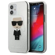 Etui i futerały do telefonów - Karl Lagerfeld KLHCP12SPCUTRIKSL iPhone 12 5,4" srebrny/silver hardcase Glitter Ikonik Karl - miniaturka - grafika 1