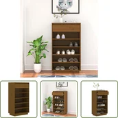 Szafki na buty - The Living Store Stojak na buty miodowy brąz 60x34x105 cm lite drewno sosnowe - miniaturka - grafika 1