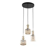 Lampy sufitowe - Żyrandol na lince SOPHIA 3xE14/10W/230V czarny/dymowy beż - miniaturka - grafika 1