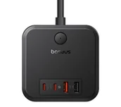 Ładowarki do telefonów - Baseus PowerCombo 3AC+2U+2C 30W 1.5m Czarny - miniaturka - grafika 1