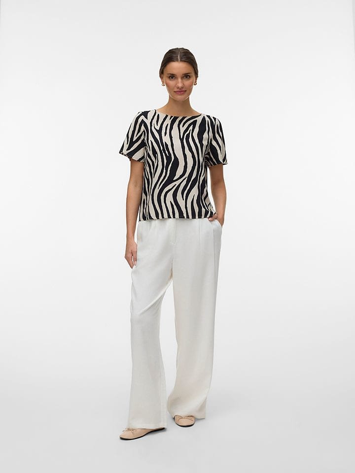 Vero Moda Bluzka w kolorze beżowo-czarnym