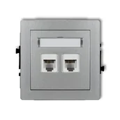 Gniazdka elektryczne - Srebrne podwójne gniazdo telefoniczne RJ11 7DGT-2 DECO KARLIK - miniaturka - grafika 1