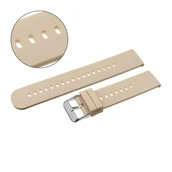 Akcesoria do zegarków - Pasek uniwersalny 20 mm silikonowy beżowy, srebrna zapinka + teleskopy, U27 - miniaturka - grafika 1