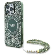 Etui i futerały do telefonów - Guess GUHMP16LHCPOFPA iPhone 16 Pro 6.3" zielony/green hardcase IML Flowers Allover Electro With Pearl Strap MagSafe - miniaturka - grafika 1