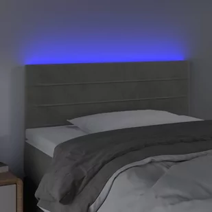 Lumarko Zagłówek do łóżka z LED, jasnoszary, 90x5x78/88 cm, aksamit - Inne meble do sypialni - miniaturka - grafika 4