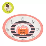 Miseczki i talerzyki dla dzieci - Lassig Talerz z melaminy Little Monsters Mad Mabel pink LDISHPS1192 - miniaturka - grafika 1