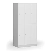 Szafki biurowe - Szafka ubraniowa ze schowkami, 6 schowków, 1850 x 900 x 500 mm, zamek cylindryczny, drzwi laminowane, biała - miniaturka - grafika 1