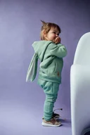 Bluzy dla chłopców - Bluza z kapturem z uszami królika dla dziecka zielona - miniaturka - grafika 1