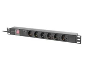 Inne akcesoria audio-wideo - Lanberg PDU-06F-0200-IEC-BK rozdzielacz zasilania PDU 6 x gniazdo sieciowe 1U Czarny - miniaturka - grafika 1