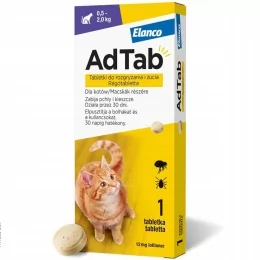 AdTab Tabletki na Kleszcze Pchły 12mg 0.5-2kg Kot - Artykuły przeciw pasożytom - miniaturka - grafika 1