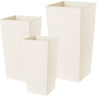 Donice - Donice na kwiaty z wkładem Tuluza dłuto 30 cm + 35 cm + 40 cm, kremowe - miniaturka - grafika 1